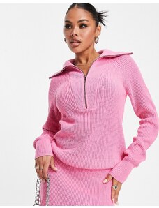 Aria Cove - Vestito maglia rosa con zip corta