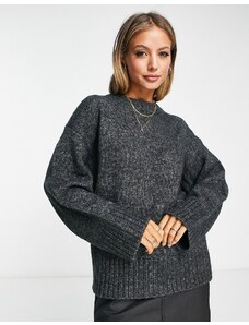 ASOS DESIGN - Maglione premium girocollo in filato misto lana grigio
