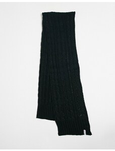 Farah - Sciarpa in maglia a trecce nera con logo-Nero