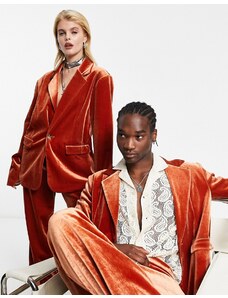 Reclaimed Vintage - Giacca da abito unisex in velluto color ruggine - Edizione limitata-Arancione