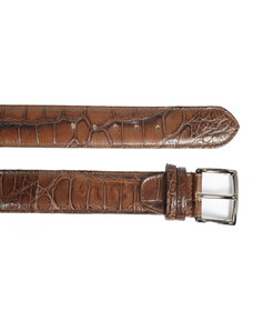 Leather Trend Charlie - cintura cognac in vera pelle di coccodrillo
