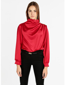 Moda Fashion Blusa In Simil Seta Da Donna Bluse Rosso Taglia Unica