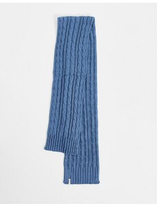 Farah - Sciarpa in maglia a trecce blu con logo