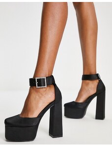 SIMMI Shoes Simmi - London - Scarpe nere con tacco, plateau e fibbia decorata-Nero