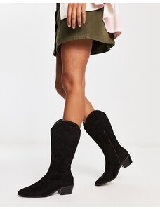 New Look - Stivali al ginocchio in camoscio sintetico nero stile western