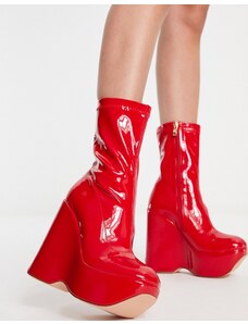 SIMMI Shoes Simmi London - Amalfi - Stivali aderenti in vernice rossa con zeppa-Rosso