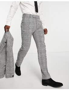 ASOS DESIGN - Mix and Match - Pantaloni da abito skinny a quadri pied de poule bianchi e neri-Nero