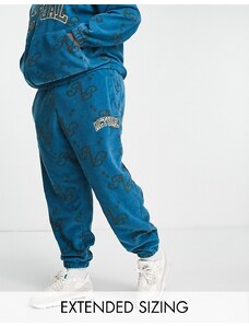 ASOS DESIGN ASOS Actual - Joggers comodi in pile polar con stampa e logo applicato blu in coordinato