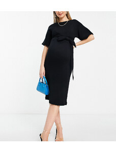 Closet London Maternity - Vestito longuette nero a coste