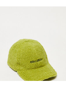 COLLUSION Unisex - Cappellino in pile borg verde con logo