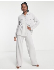 In The Style - Pantaloni a fondo ampio grigi in maglia in coordinato-Grigio