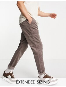ASOS DESIGN - Pantaloni slim in velluto a coste grigio chiaro con tasche cargo