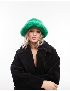Topshop - Cappello da pescatore in pelliccia verde