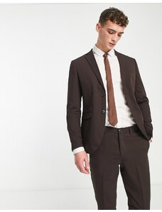 Jack & Jones Premium - Giacca da abito super slim color cioccolato-Marrone