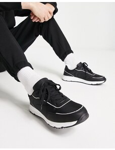 New Look - Sneakers nere a pannelli con suola spessa-Nero