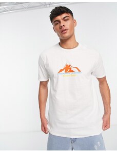 New Look - T-shirt bianca con stampa di montagna-Bianco