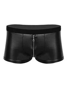 Perizoma Uomo In Ecopelle Wetlook Con O-Ring E Zip - Intimo Erotico Sexy, Jockstrap Aperto - Foto 12