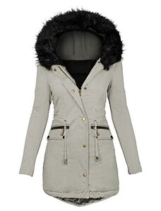 Parka donna invernale con pelliccia nero eco giacca giubbotto piumino lungo  grigio pelo extra volume imbottito caldo mod donna parka K-ZELL