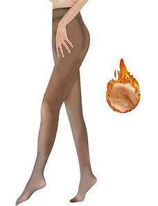 JOKILY Collant termici da donna, invernali, termici da donna, spessi, caldi, leggings termici da donna, collant finti, traslucidi, in pile sottile da 220 g, per 5 ~ 20 ℃, marrone, Taglia unica
