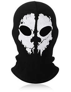 Applysu COD Ghost Mask Skull Balaclava MW2 Costume Scheleton Full Head Ski  Snood Mask Knitted Windproof Warmers Headwear for Bike Skateboard  Motociclette Snowboard Outdoor Sport, Nero , Taglia unica 