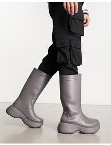 ASOS DESIGN - Stivali da pioggia al polpaccio con suola spessa grigio antracite