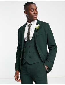 ASOS DESIGN Wedding - Giacca da abito super skinny con micro-texture verde bosco