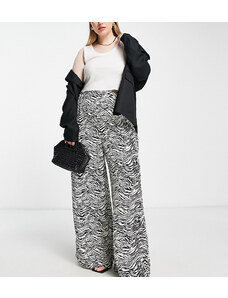 Esclusiva In The Style Plus x Yasmin Devonport - Pantaloni con fondo ampio con stampa zebrata-Multicolore