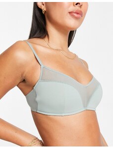 BaronHong Bralette Bra per Tette finte Silicone Seno Crossstresser  Mastectomy Vedi Attraverso Pizzo Floreale (Blu, 36/80) 