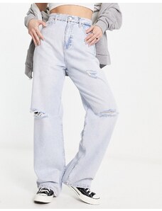 Calvin Klein Jeans - Jeans a fondo ampio e vita alta lavaggio chiaro con strappi-Blu
