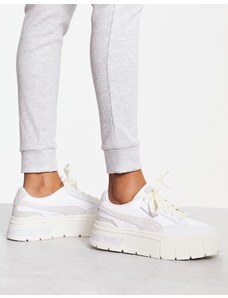 PUMA - Mayze - Sneakers bianche e grigie con suola rialzata testurizzata neutra-Bianco