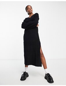 Weekday - Ellen - Vestito maglia nero con scollo a V