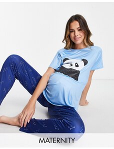 Loungeable - Bamboozled Panda - Leggings del pigiama blu navy premaman