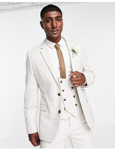 ASOS DESIGN Wedding - Giacca da abito slim fit in micro texture color pietra-Neutro