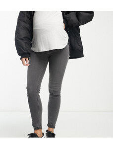 Mama.licious Mamalicious Maternity - Jeans premaman skinny con fascia sopra il pancione grigio medio