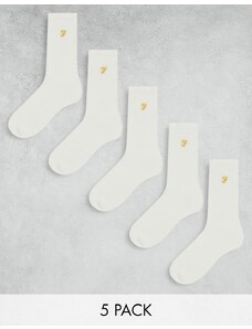Farah - Confezione da 5 paia di calzini bianchi-Bianco