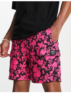 WESC - Pantaloncini con stampa a fiori nero e rosa