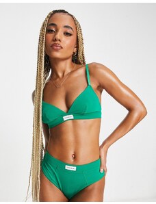 Tommy Hilfiger Tommy Jeans - Essentials - Brassière a triangolo sfoderata in misto cotone verde