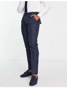 Noak - British - Pantaloni da abito slim in tweed color blu navy