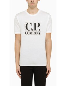 C.P. Company T-shirt bianca con stampa logo sul davanti