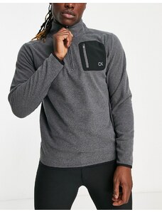 Calvin Klein Golf - Planet - Top in pile grigio antracite con tasca applicata e zip corta