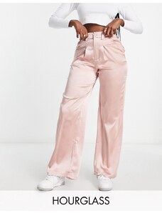 ASOS DESIGN Hourglass - Pantaloni dad in raso rosa