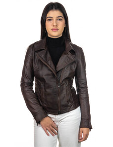 Leather Trend Violetta - Chiodo Donna Testa di Moro in vera pelle