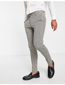 ASOS DESIGN - Pantaloni super skinny da abito in tweed di misto lana neri-Nero