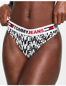 Tommy Hilfiger Tommy Jeans - Perizoma in misto cotone nero con logo