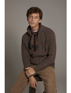 Doppelganger Cardigan collo alto misto lana lavorazione a maglia pesante