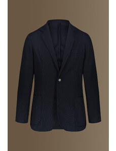Doppelganger Giacca uomo monopetto in jersey piquet con tasca a toppa dark blue Made in italy