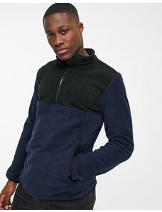 Jack & Jones - Pile nero e blu colorblock con zip corta-Black