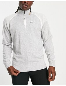 Calvin Klein Golf - Felpa foderata grigio chiaro a coste con zip corta