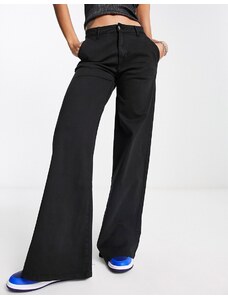 Urban Classics - Pantaloni a vita alta con fondo ampio neri-Black