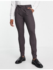 Noak - Pantaloni da abito super skinny in tessuto premium micro testurizzato bordeaux-Rosso